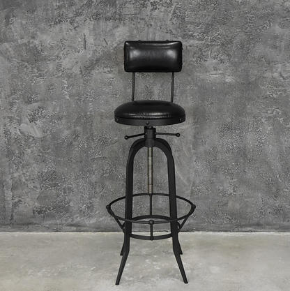 Tabouret en cuir noir