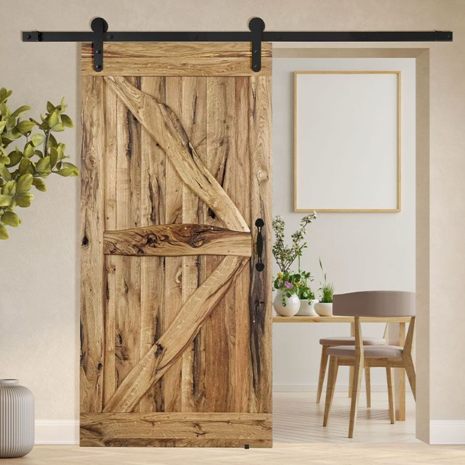 Porte coulissante rustique en bois de chêne