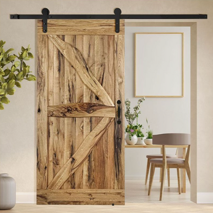 Porte coulissante rustique en bois de chêne