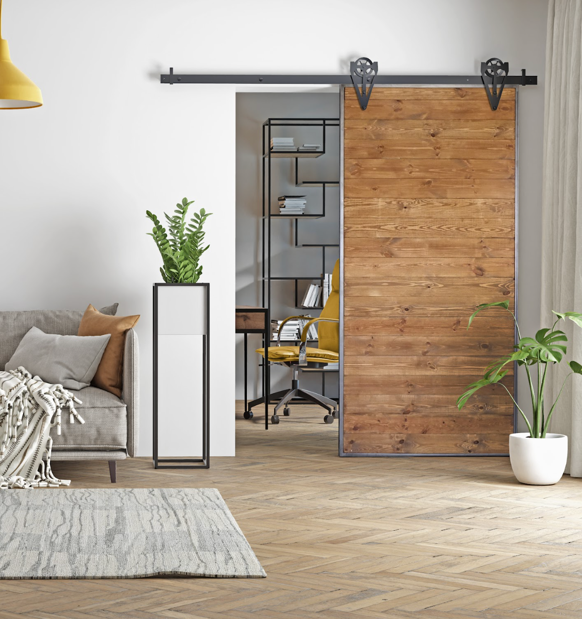 Porte coulissante moderne en bois